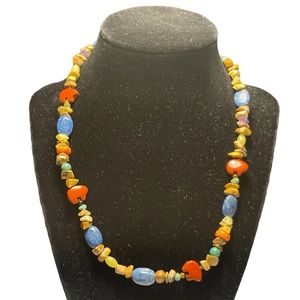 CAROLYN POLLACK RELIOS VINTAGE 18” FETISH HAND-CARVED BEAR➕MULTI-STONES NECKLACE